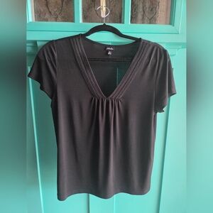 Black V-Neck Women's Top